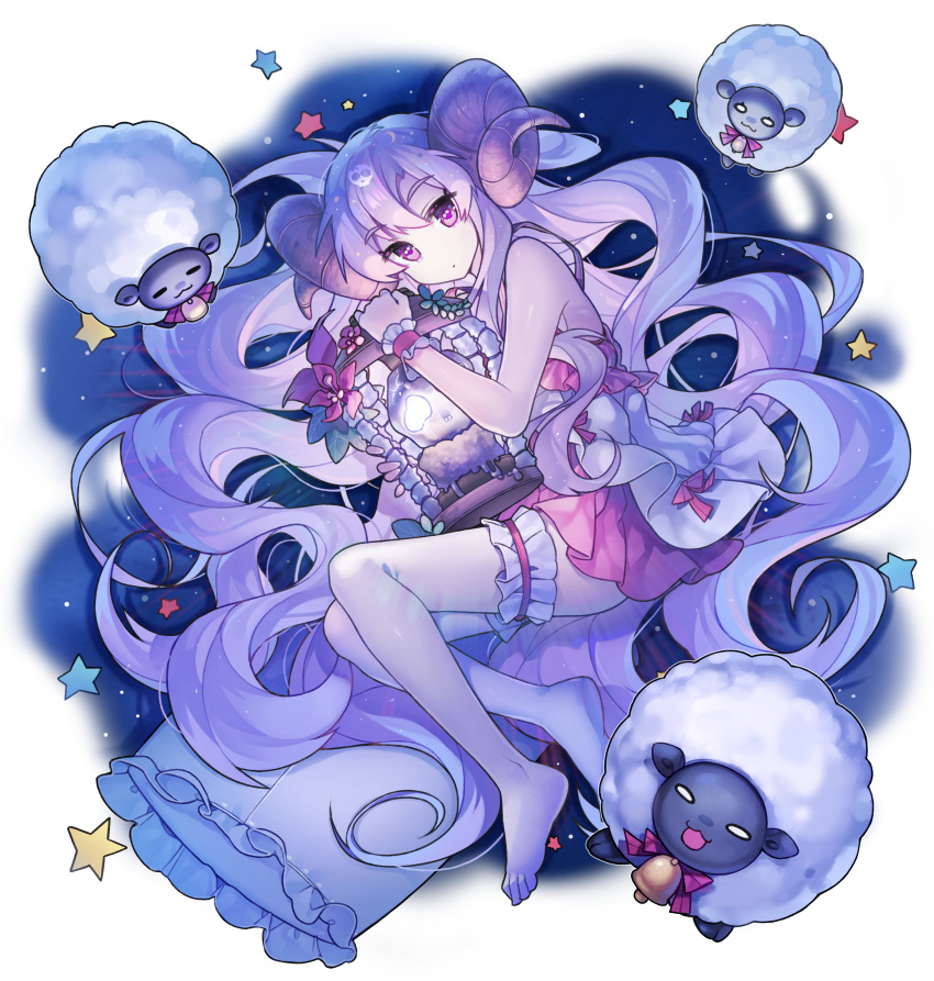 1girl, :3, =_=, absurdres, babydoll, bare_legs, barefoot, bell