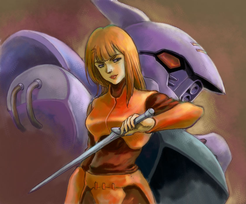 aura_battler_dunbine, blue_eyes, dunbine, lips, long_hair, marvel_frozen, mecha, orange_hair