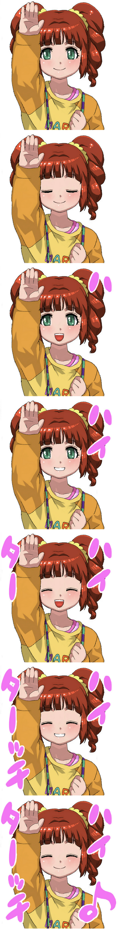 bad_id, brown_hair, high_five, highfive, highres, hishagawariho, hishagawariho_(pixiv), idolmaster