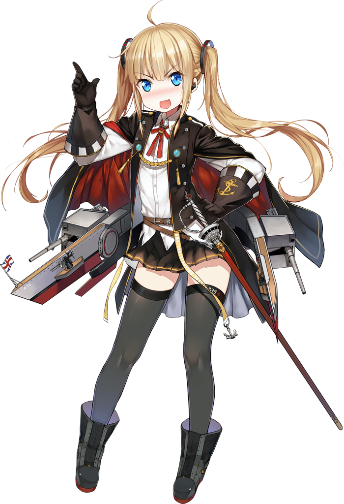 >:d, 1girl, :d, ahoge, aiguillette, amazon_(azur_lane), anchor_symbol, azur_lane