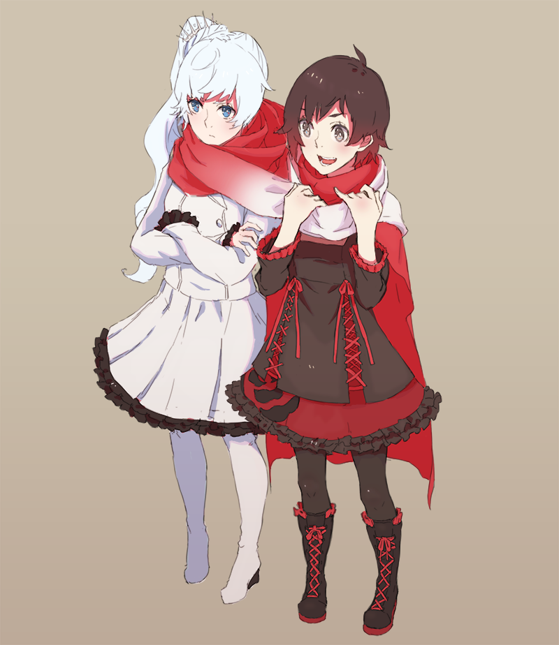 2girls, alternate_costume, blue_eyes, grey_eyes, multiple_girls, redhead, ruby_rose, rwby