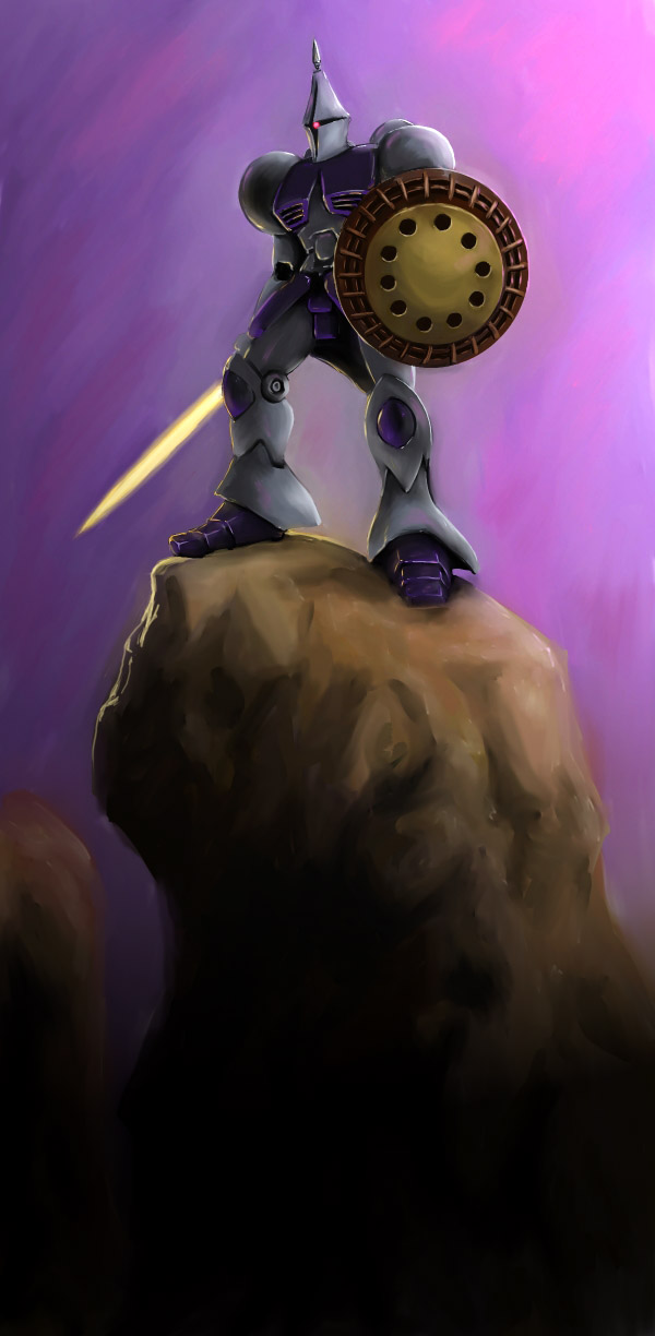 beam_saber, gundam, gyan, highres, holding, holding_sword, holding_weapon, mecha