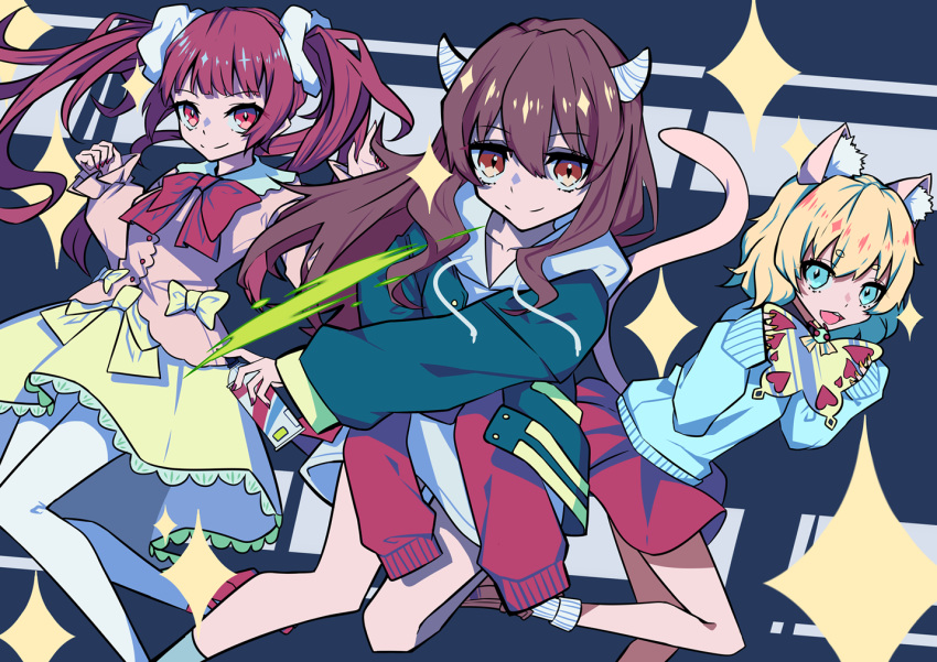 aie, animal_ears, fake_animal_ears, fake_horns, maruno_misa, park_harajuku:_crisis_team!, shirako_mari, skirt
