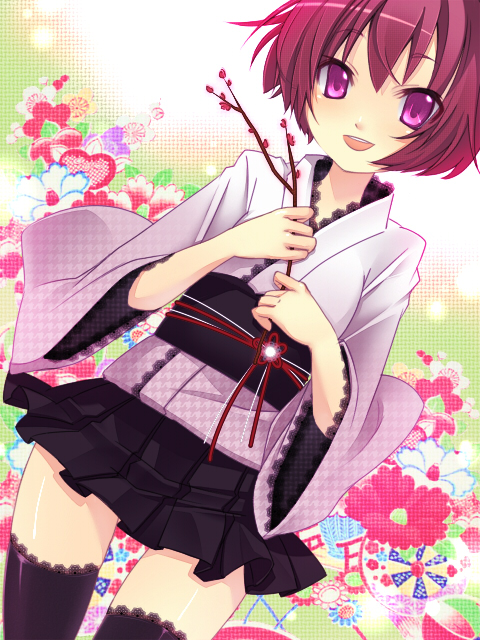 chirol85, japanese_clothes, kimono, matoyama, original, purple_eyes, purple_hair, short_hair