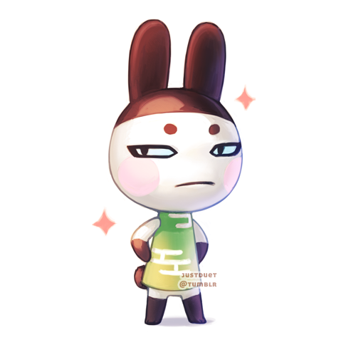 1boy, animal_ears, artist_name, doubutsu_no_mori, genji_(doubutsu_no_mori), image_sample, lowres, rabbit_ears, simple_background, solo, sparkle, tumblr_sample, white_background