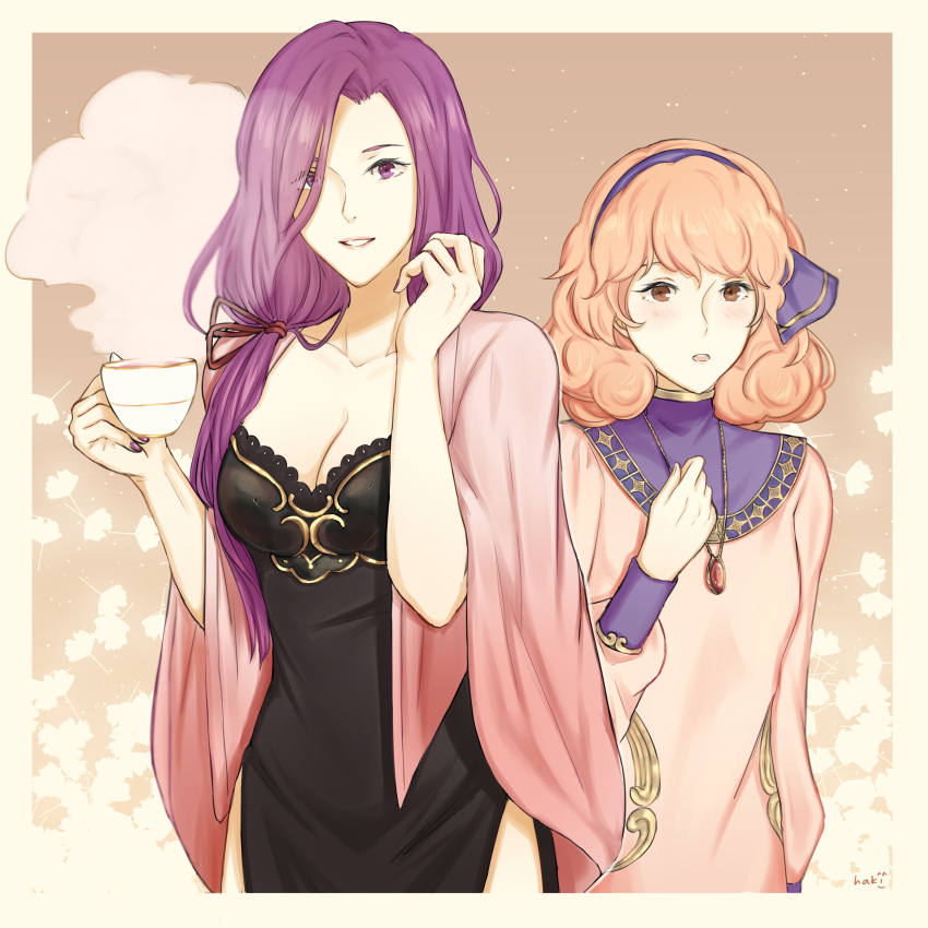 2girls, absurdres, coffee, coffee_mug, curly_hair, fire_emblem, fire_emblem_echoes:_mou_hitori_no_eiyuuou, fire_emblem_gaiden