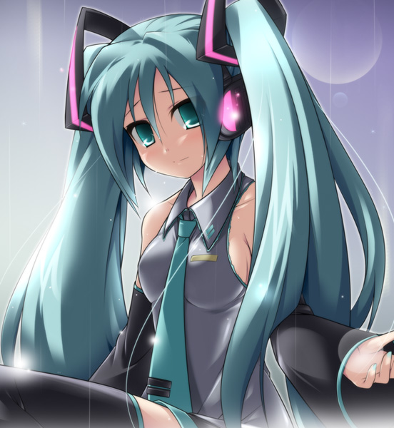 aqua_hair, detached_sleeves, hatsune_miku, kaneno_akia, katami_shinta, long_hair, necktie, skirt, thigh-highs, thighhighs, twintails, very_long_hair, vocaloid, zettai_ryouiki