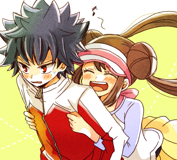 1boy, 1girl, :d, ^_^, ^o^, atsumi_yoshioka, bangs, black_hair