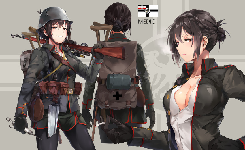 1girl, ammunition_belt, backpack, bag, bangs, battlefield_(series), battlefield_1, battlefield_series