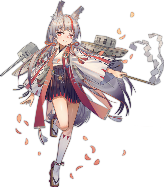 1girl, anchor, animal_ears, arm_at_side, azur_lane, bangs, bell, black_hakama