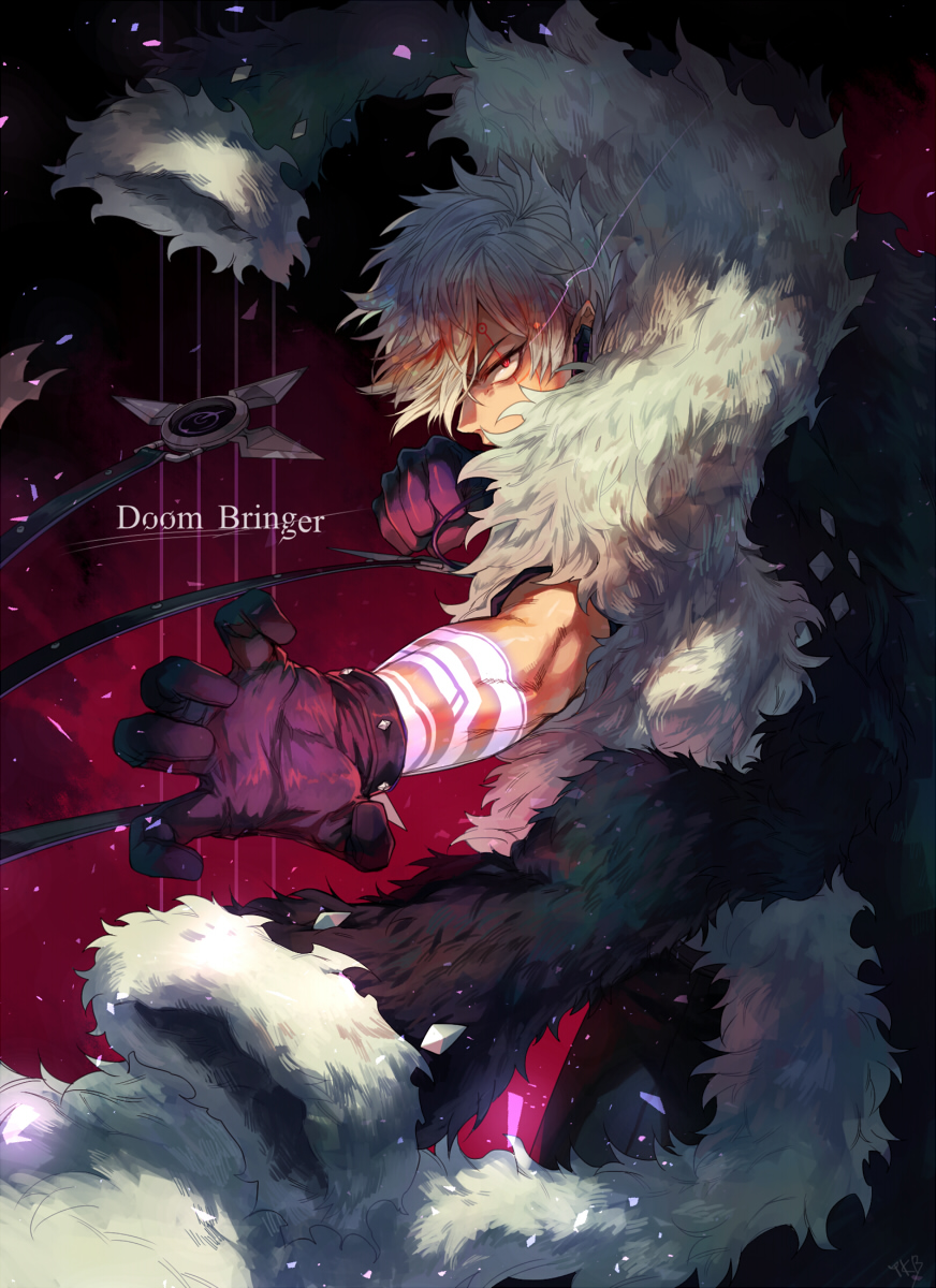1boy, add_(elsword), clenched_hand, elsword, facial_mark, gloves, highres, jacket