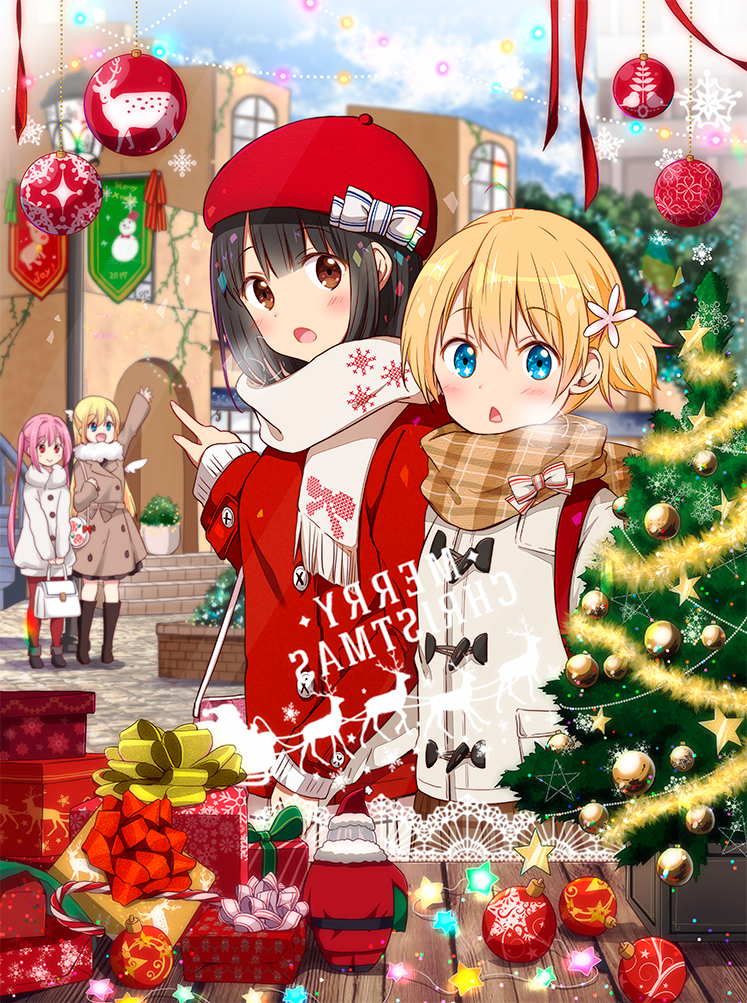 :<, :d, :o, amatsuka_poi, arm_up, bag, bangs, beret