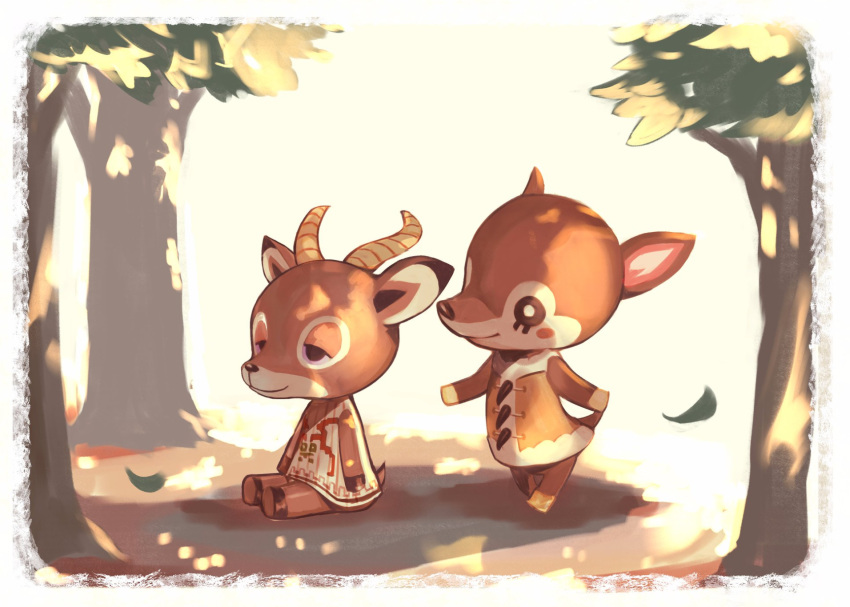 1boy, 1girl, deer, deer_ears, deer_tail, doremi_(doubutsu_no_mori), doubutsu_no_mori, furry