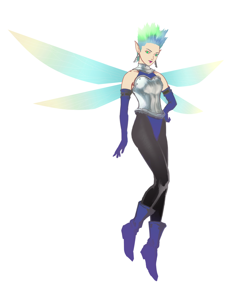 1girl, black_legwear, boots, elbow_gloves, fairy, fairy_wings, gloves, green_eyes