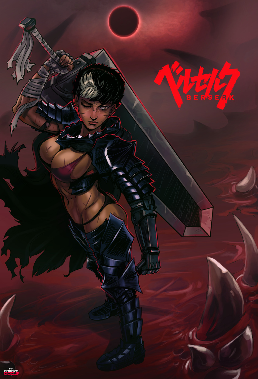 1girl, absurdres, andava, armor, bandage, bandaged_hands, berserk, berserker_armor