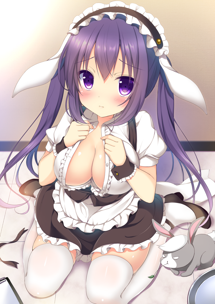 1girl, alternate_costume, animal, animal_ears, apron, bangs, black_footwear, black_skirt
