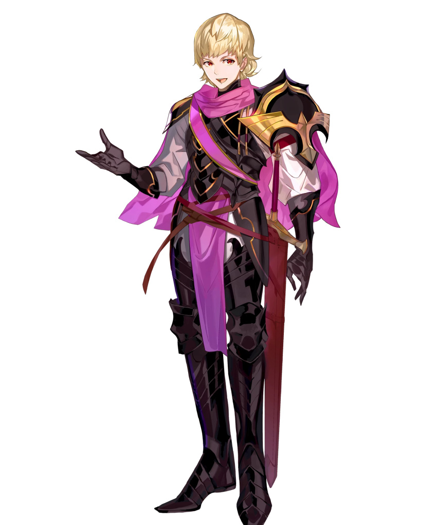 1boy, arai_teruko, armor, armored_boots, blonde_hair, boots, cape, fire_emblem