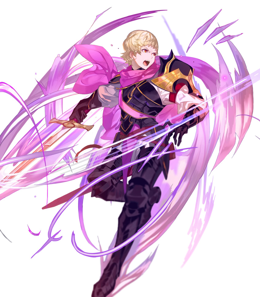 1boy, arai_teruko, armor, armored_boots, blonde_hair, boots, cape, fire_emblem