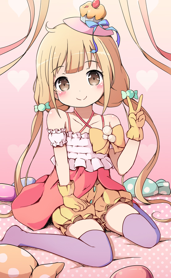1girl, bangs, bare_shoulders, blonde_hair, blue_bow, blue_ribbon, blush, bow