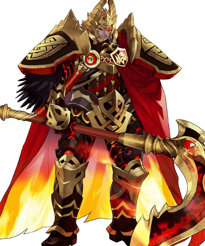 1boy, fire_emblem, fire_emblem_heroes, highres, official_art, solo, surtr_(fire_emblem_heroes), transparent_background