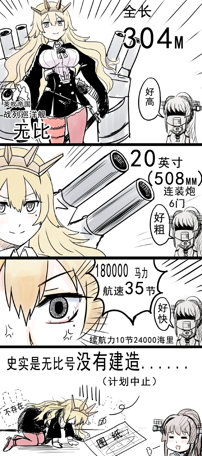 2girls, blonde_hair, blueprint, brown_hair, cannon, chinese, comic, crossover, headgear, highres, incomparable_(zhan_jian_shao_nyu), kantai_collection, long_hair, multiple_girls, ponytail, tiara, translation_request, turret, y.ssanoha, yamato_(kantai_collection), zhan_jian_shao_nyu
