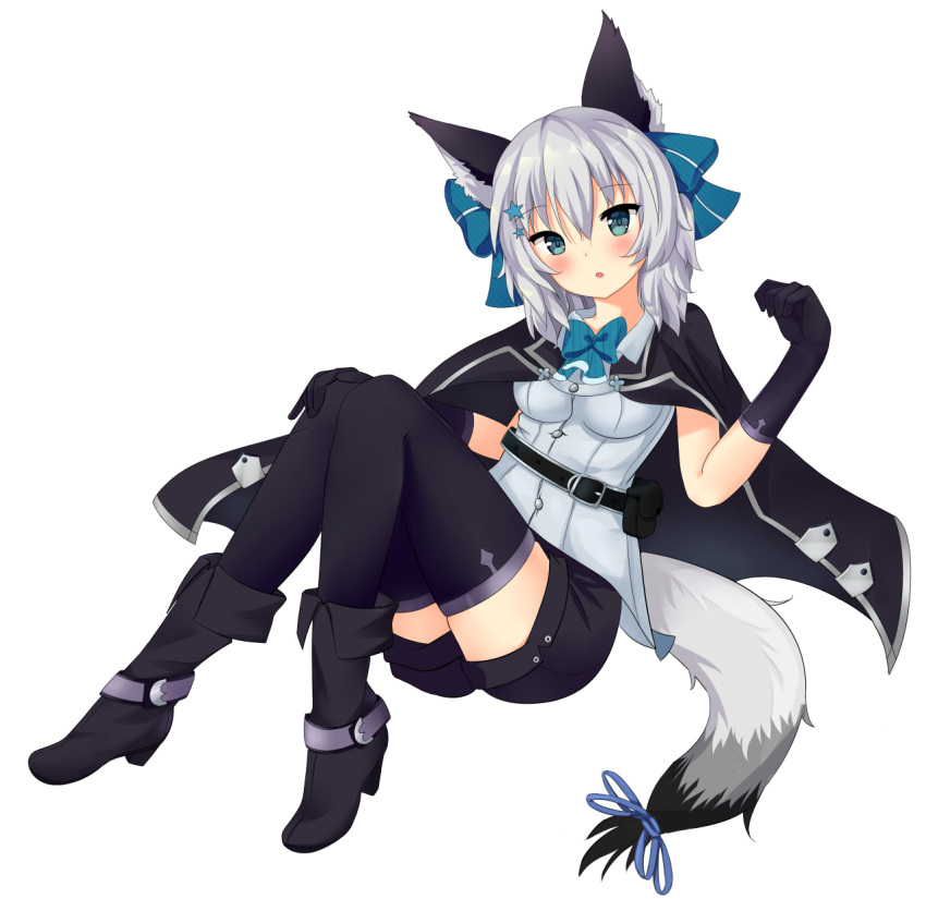 1girl, :o, animal_ears, bag, bangs, belt_buckle, black_belt, black_cape