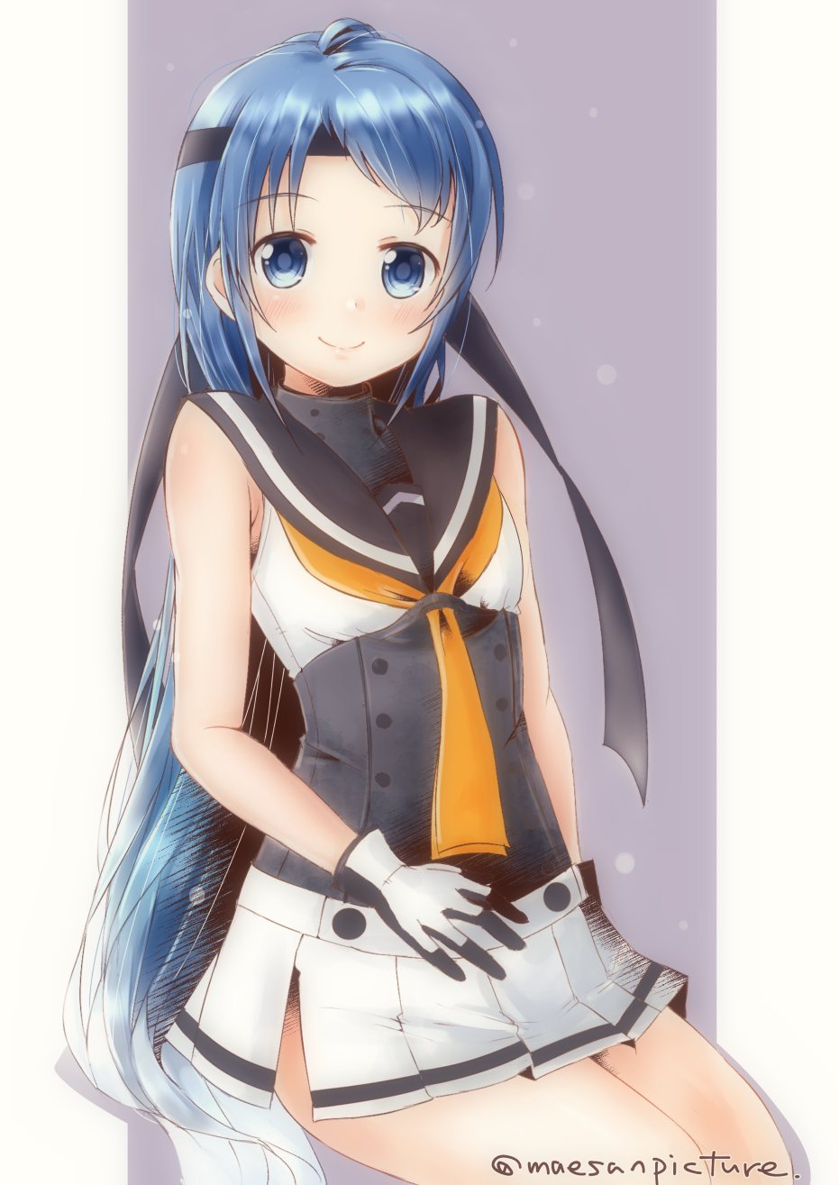 1girl, akizuki_(kantai_collection), akizuki_(kantai_collection)_(cosplay), bangs, black_sailor_collar, blue_eyes, blue_hair, corset
