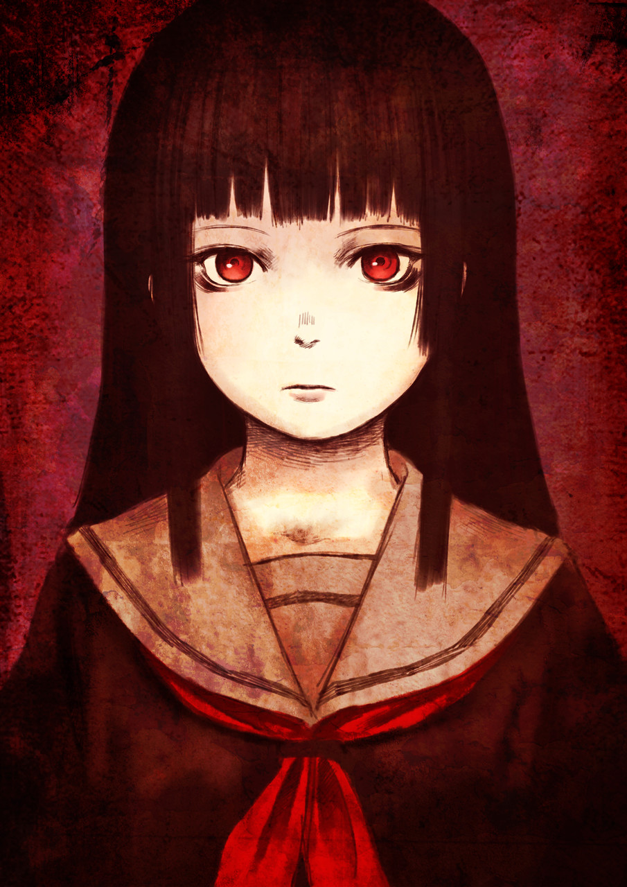 1girl, bangs, black_hair, blunt_bangs, closed_mouth, commentary_request, expressionless, highres