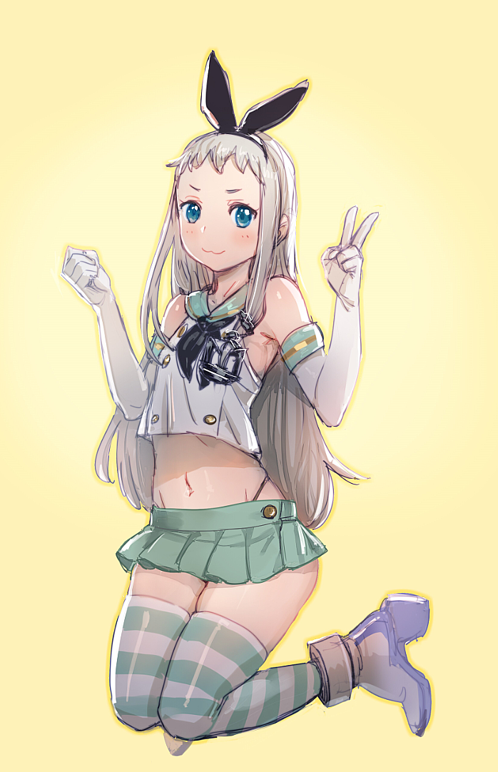 1boy, :3, bare_shoulders, black_bow, blend_s, blue_eyes, blush, bow
