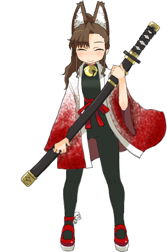 animal_ears, bad_id, cosplay, coyote_ragtime_show, july, july_(coyote_ragtime_show), legs, samurai_(7th_dragon)