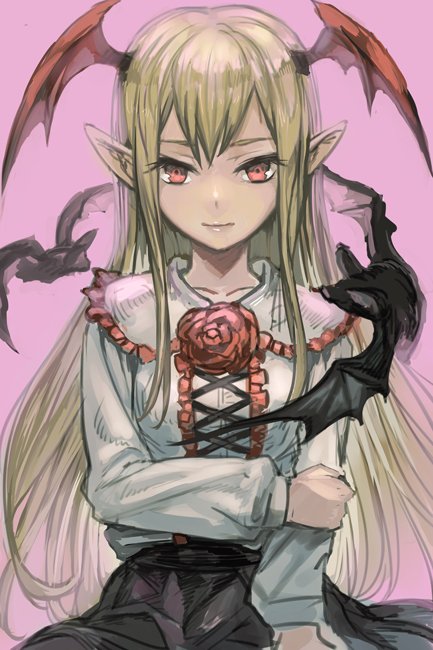 1girl, animal, arm_grab, bangs, bat, bat_wings, black_skirt, blonde_hair