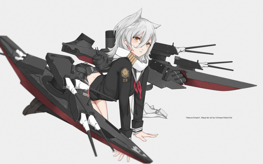 1girl, all_fours, animal_ears, arched_back, artist_name, azur_lane, black_serafuku, black_skirt