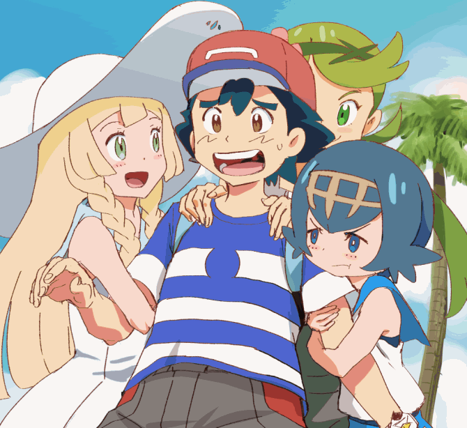 2boys, 6+girls, angry, animated, animated_gif, bag, baseball_cap, black_hair