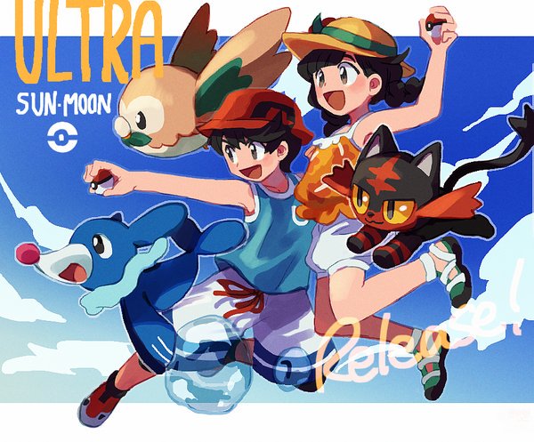 1boy, 1girl, black_hair, blue_shirt, blue_sky, braid, brown_eyes, bubble