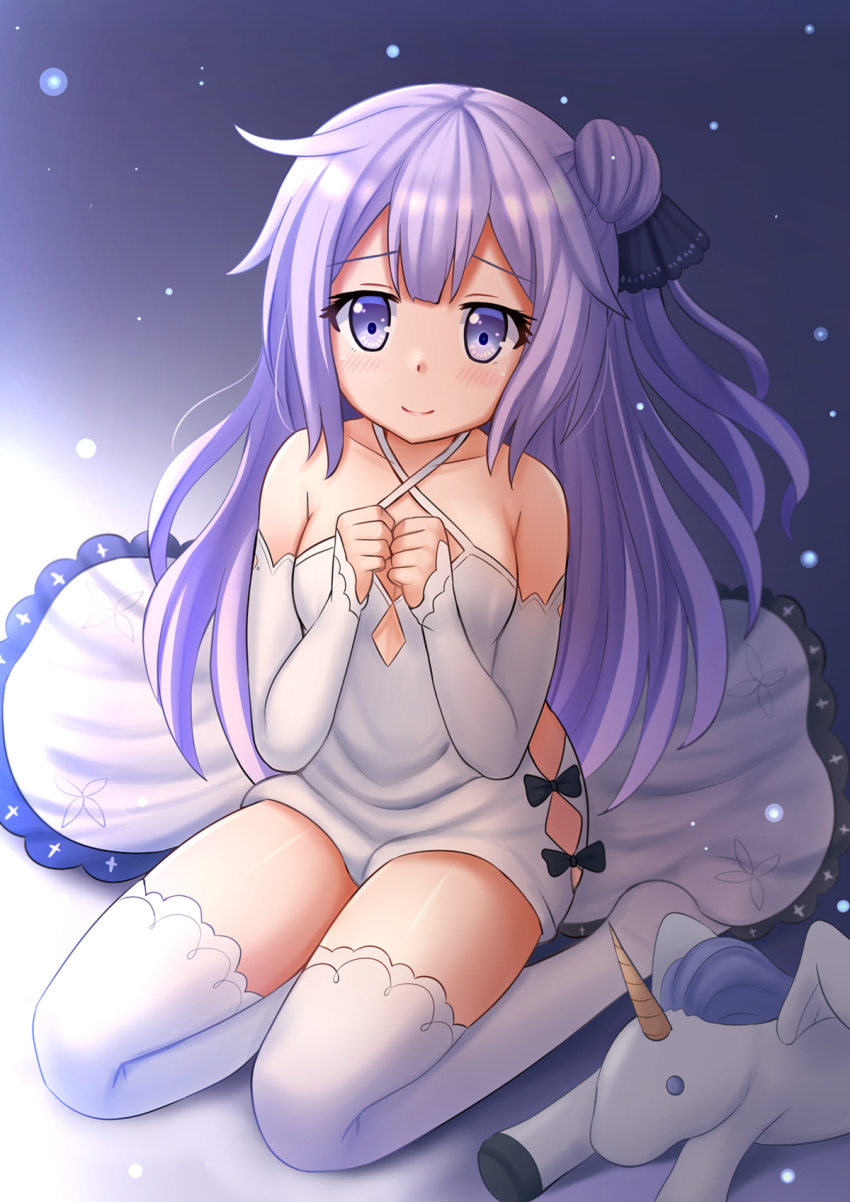 1girl, azur_lane, bangs, bare_shoulders, black_ribbon, blush, closed_mouth, commentary