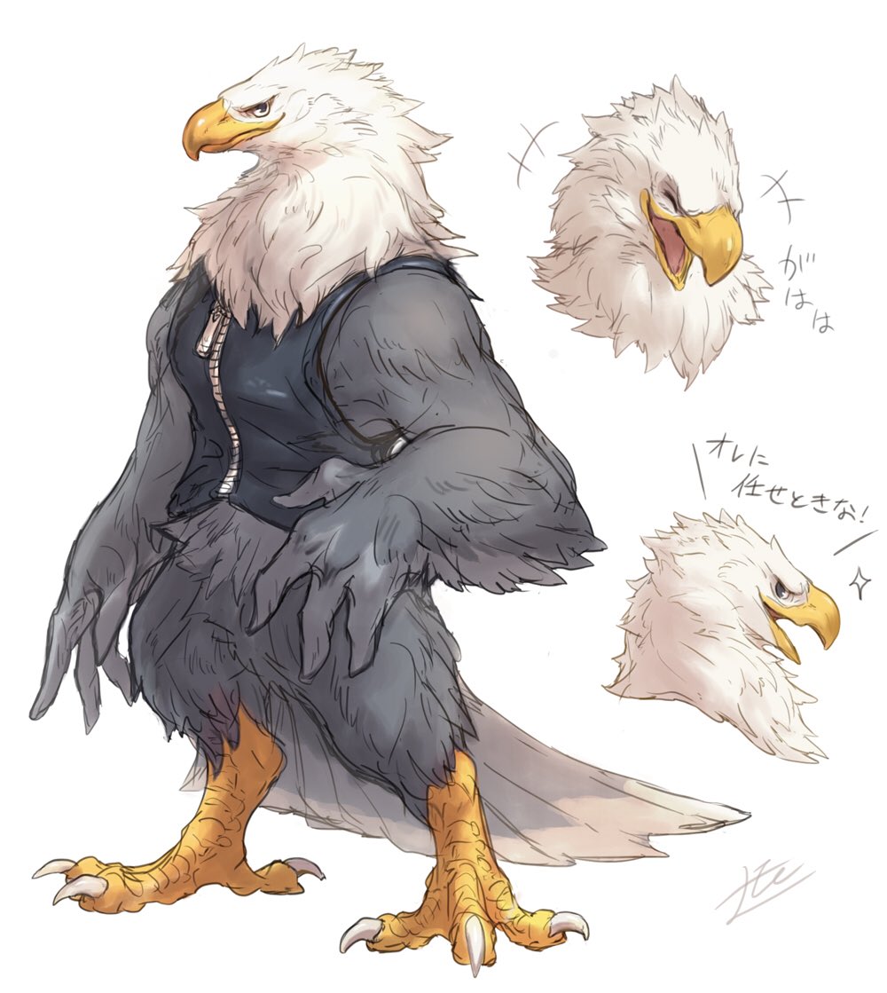 1boy, apollo_(doubutsu_no_mori), bald_eagle, beak, bird, closed_eyes, doubutsu_no_mori, eagle