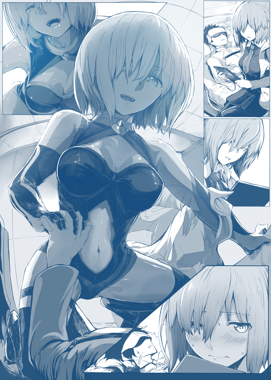 /\/\/\, 1boy, 1girl, armor, armored_dress, assertive, blush, closed_mouth
