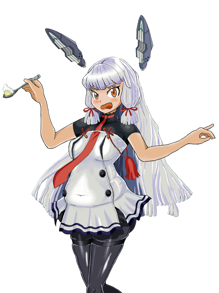 1girl, arms_up, bangs, belly, big_belly, black_legwear, blush, breasts