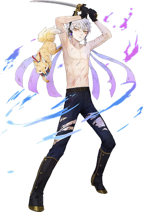 1boy, animal_ears, black_gloves, earrings, fake_animal_ears, fox, fox_ears, gloves