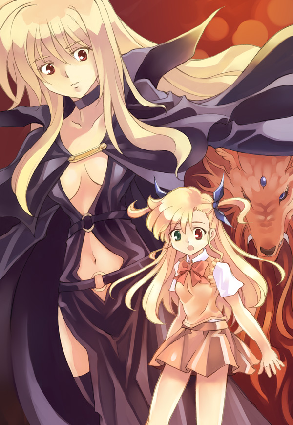 alph, blonde_hair, breasts, choker, cleavage, cosplay, dress, fate_testarossa