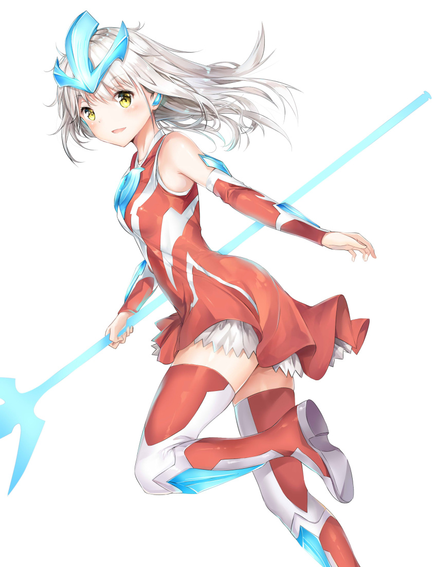 1girl, absurdres, arm_warmers, bangs, bare_shoulders, blush, boots, breasts