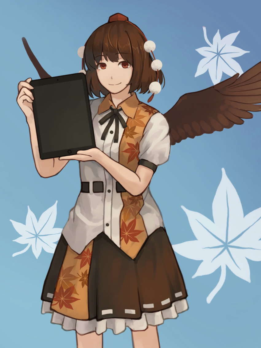 1girl, black_hair, black_neckwear, black_ribbon, black_skirt, black_wings, commentary_request, frills