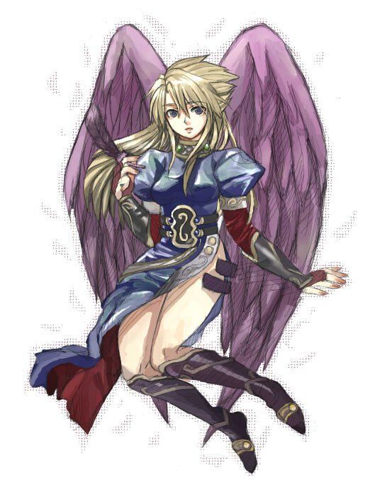 blonde_hair, boots, breath_of_fire, breath_of_fire_ii, chetore, dress, feathers, fingerless_gloves