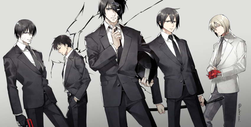 5boys, abara, biomega, black_hair, blame!, cowboy_shot, creator_connection, formal