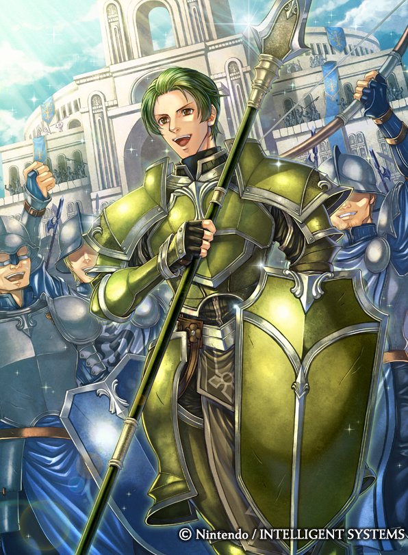 1boy, armor, armored_boots, boots, bow_(weapon), brown_eyes, company_name, day