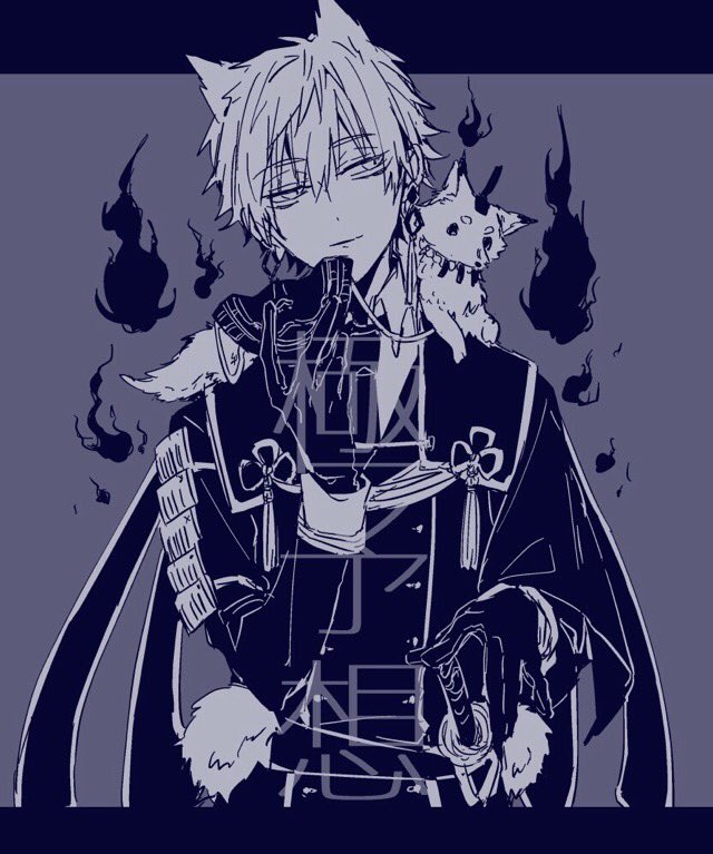 1boy, animal_ears, armor, black_gloves, earrings, fox, fox_ears, gloves
