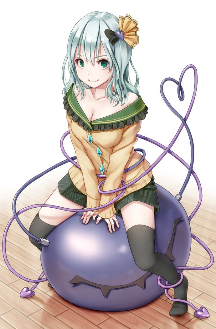 1girl, alternate_hairstyle, bare_shoulders, black_legwear, bow, breasts, cleavage, dtvisu