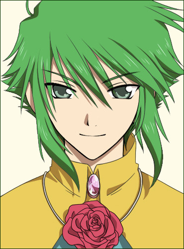 1girl, asellus_(saga_frontier), bad_id, bad_pixiv_id, face, flower, green_eyes, green_hair