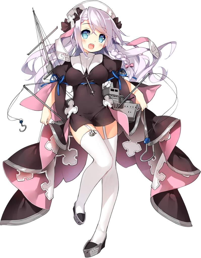 1girl, :d, anchor, azur_lane, bangs, black_dress, black_footwear, blue_eyes