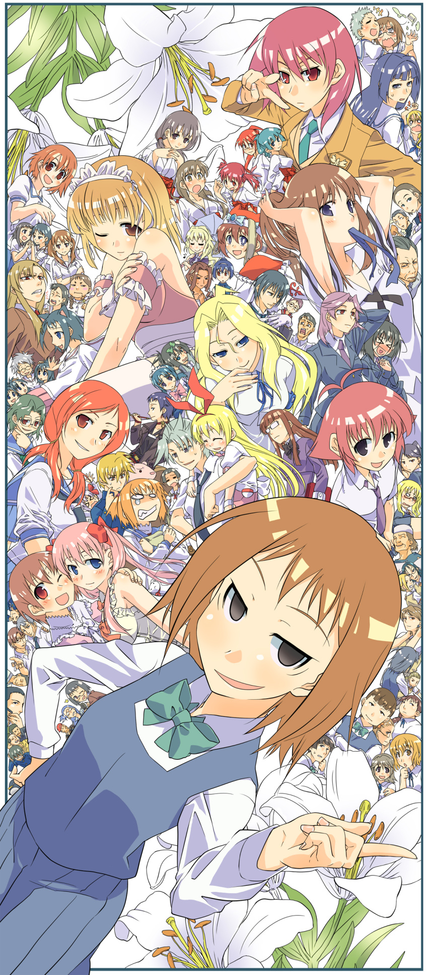 absurdres, amae_koromo, announcer_(saki), bundo_seika, bundou_seika, character_request, choi_myenghoa, everyone, fujita_yasako, fujita_yasuko, fukabori_sumiyo, fukuji_mihoko, hagiyoshi, hao_huiyu, haramura_nodoka, highres, hirose_sumire, ikeda_hina, ikeda_kana, ikeda_kina, ikeda_nasa, inoe_jun, inoue_jun, iwato_kasumi, jindai_komaki, kadomatsu_youko, kajiki_yumi, kamigaki_megumi, kanbara_satomi, karijuku_tomoe, kataoka_yuuki, keda_kana, kubo_takako, kunihiro_hajime, matano_seiko, megan_davin, miyanaga_saki, miyanaga_teru, miyanagi_saki, murohashi_hiroko, nanpo_kazue, nelly_virsaladze, nishida_junko, oohoshi_awai, ryuumonbuchi_touka, saki, sawamura_tomoki, senoo_kaori, shibuya_takami, shiratodai_taisho, someya_mako, suga_kyoutaro, suga_kyoutarou, sugino_ayumu, takei_hisa, takimi_haru, tanaka_mai, touyoko_momoko, tsuchinoko_(muni_muni), tsujigaito_satoha, tsuyama_mutsuki, usuzumi_hatsumi, yamaguchi_daisuke, yoshitome_miharu, yumeno_maho